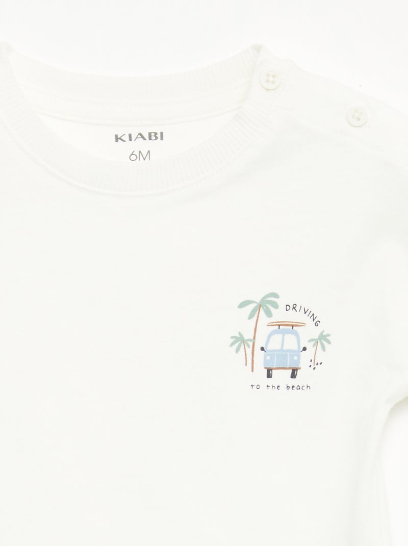 Conjunto 2 peças calções + T-shirt Branco - Kiabi