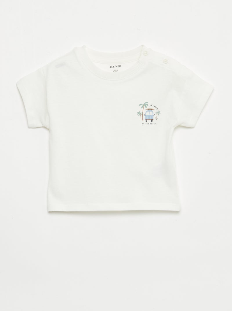 Conjunto 2 peças calções + T-shirt Branco - Kiabi
