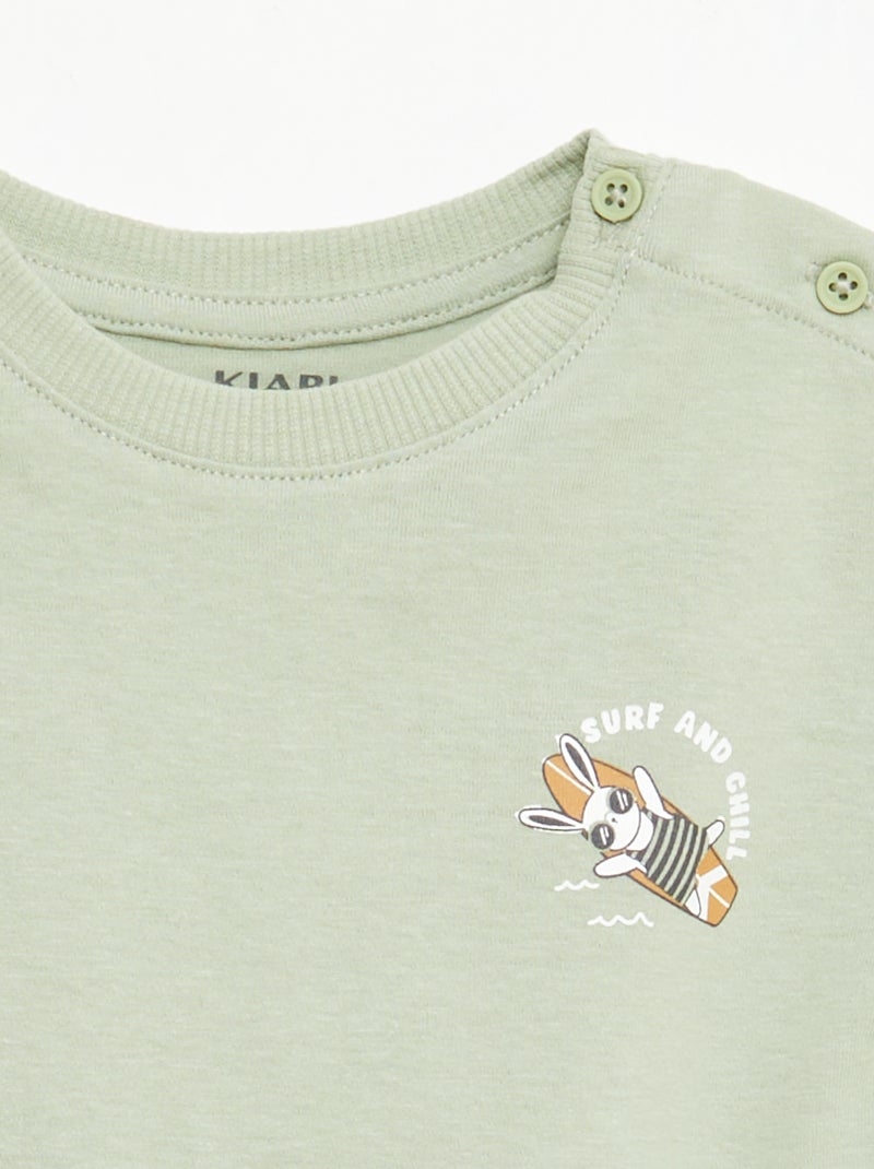Conjunto 2 peças calções + T-shirt Caqui - Kiabi