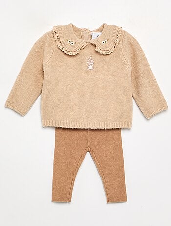 Conjunto 2 peças 'Disney' em malha tricotada - Camisola + legging