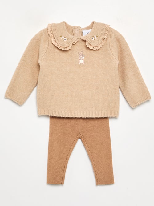 Conjunto 2 peças 'Disney' em malha tricotada - Camisola + legging - Kiabi