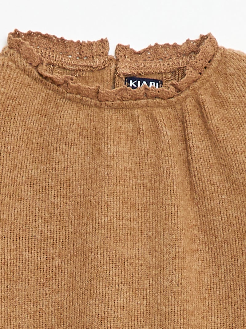 Conjunto 2 peças em malha suave Bege - Kiabi
