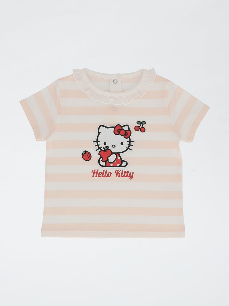 Conjunto 2 peças macacão curto + T-shirt super 'Hello Kitty' Rosa - Kiabi