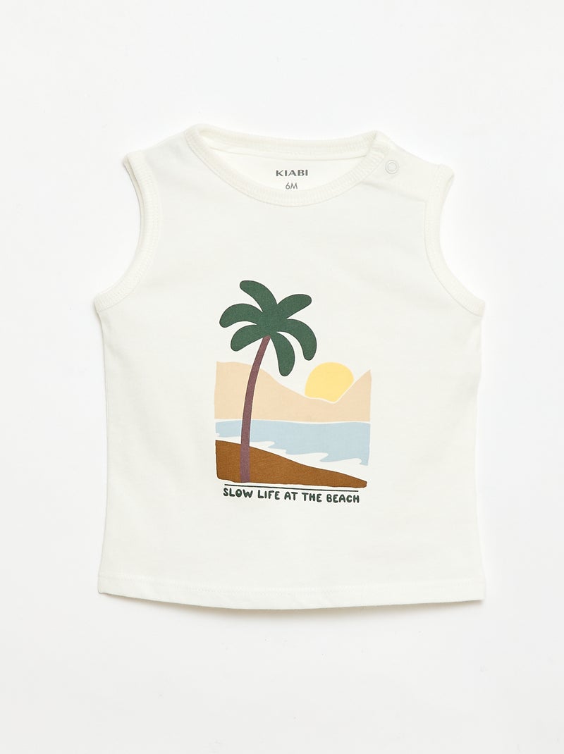 Conjunto 2 peças regata + calções Branco - Kiabi