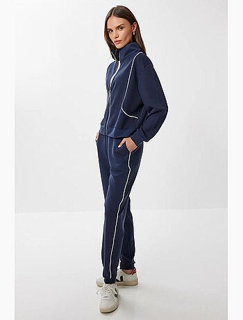 Conjunto 2 peças sweatshirt com fecho e jogger com viés em contraste istanbul