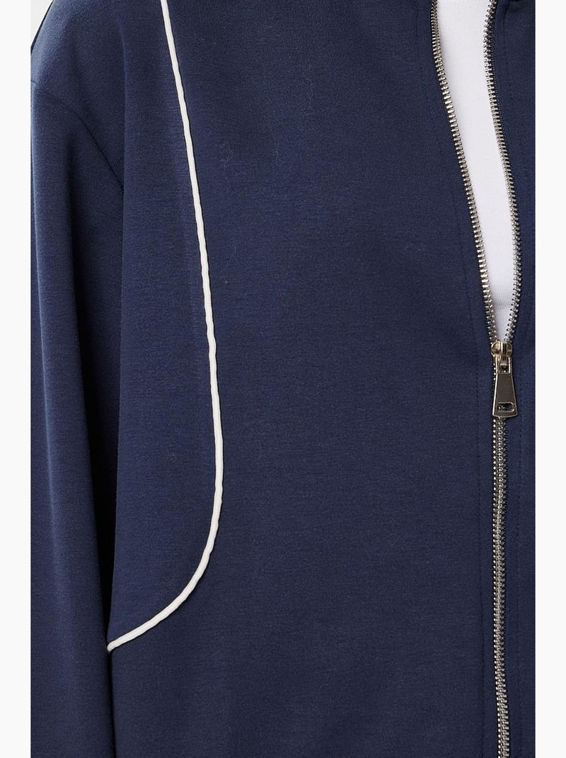 Conjunto 2 peças sweatshirt com fecho e jogger com viés em contraste istanbul Azul-marinho - Kiabi
