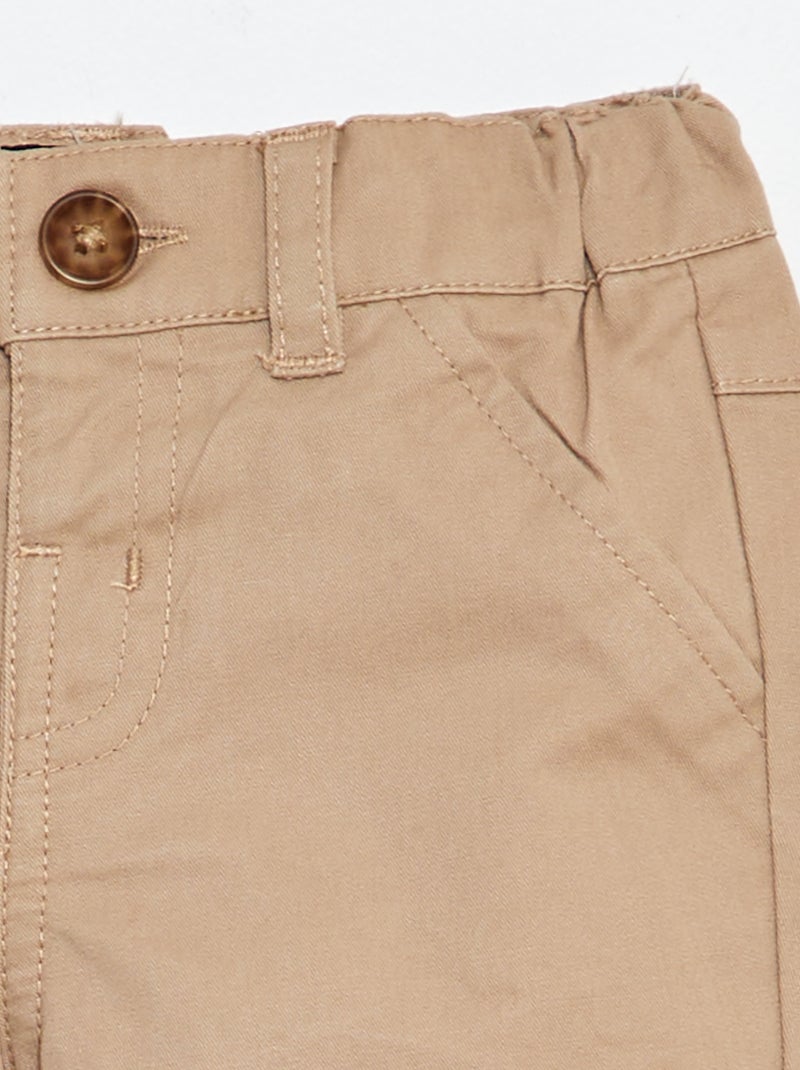 Conjunto 2 peças t-shirt estilo polo + calções em sarja - 2 peças BEGE - Kiabi