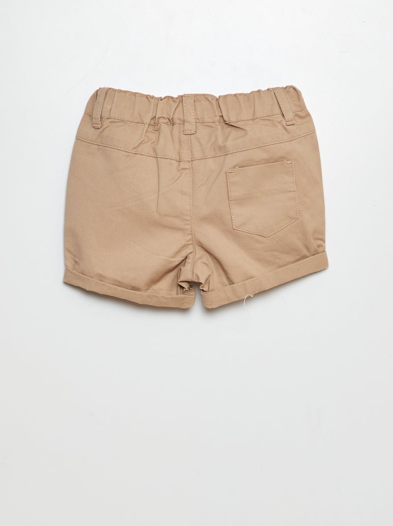 Conjunto 2 peças t-shirt estilo polo + calções em sarja - 2 peças BEGE - Kiabi