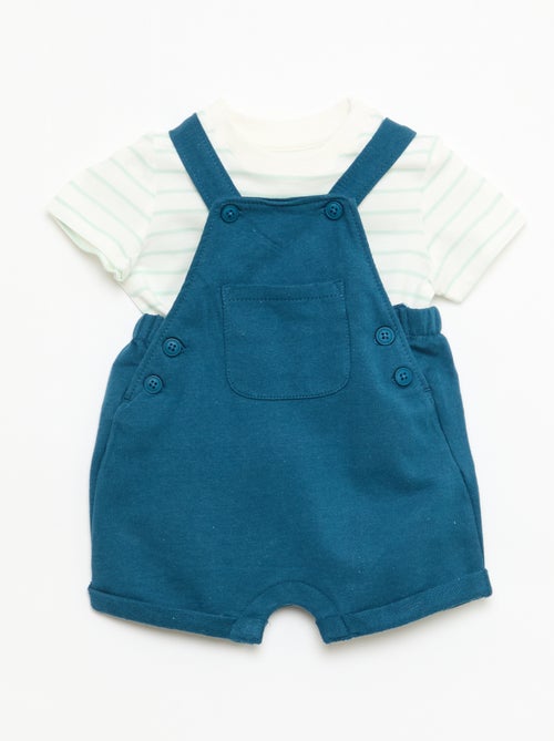 Conjunto 2 peças T-shirt + jardineira calções - Kiabi