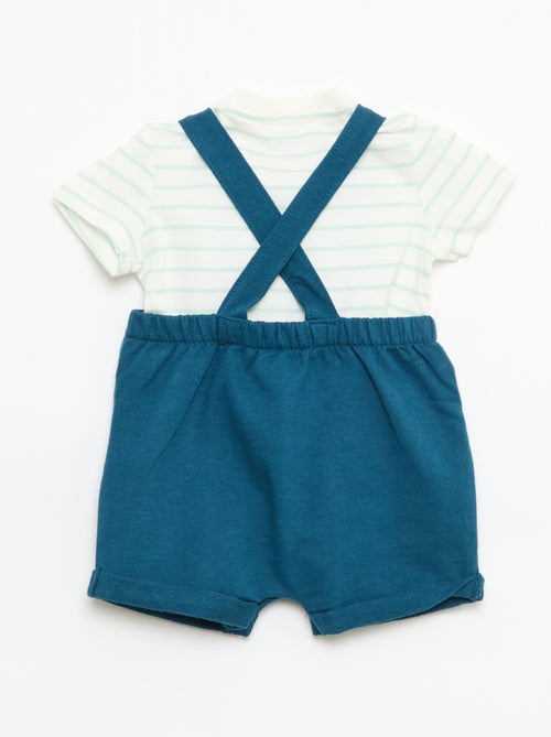 Conjunto 2 peças T-shirt + jardineira calções - Kiabi