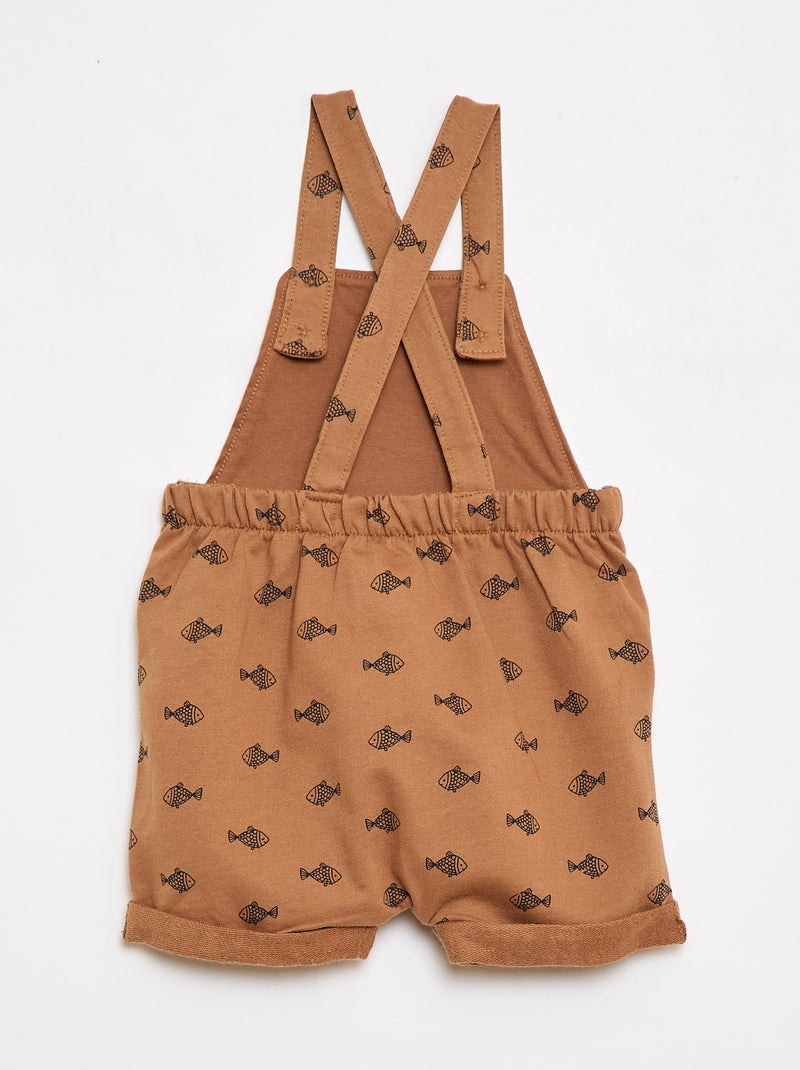Conjunto 2 peças T-shirt + jardineira short Castanho - Kiabi