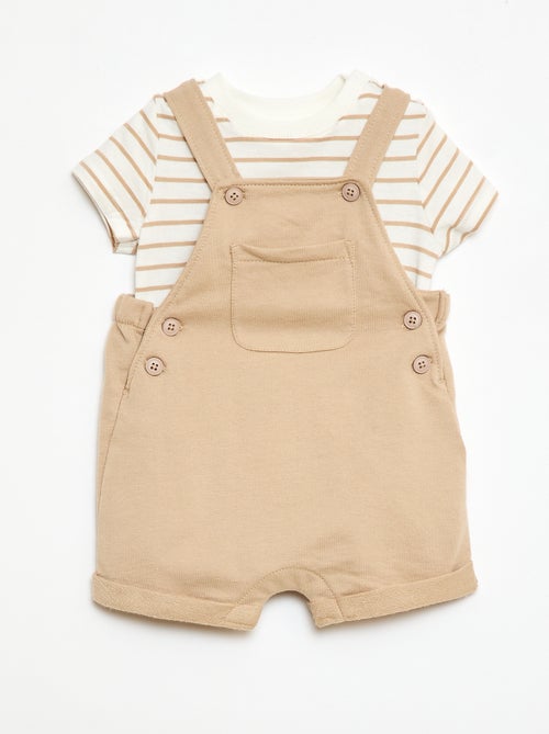 Conjunto 2 peças T-shirt + jardineira shorts - Kiabi