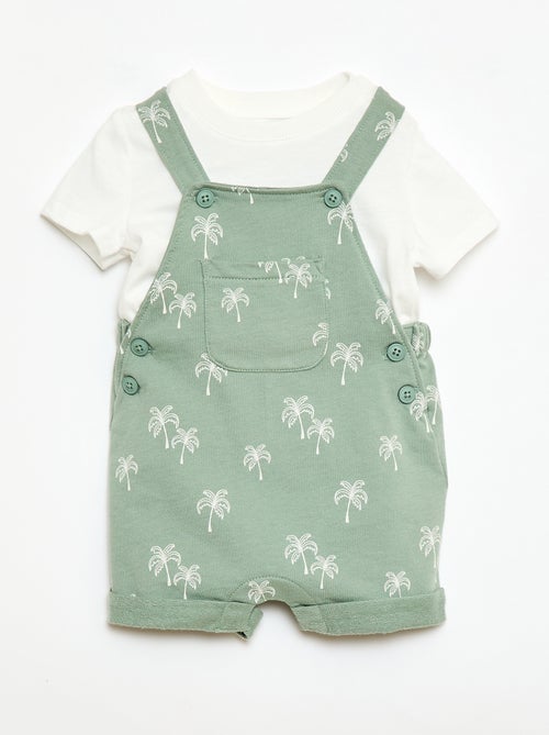 Conjunto 2 peças T-shirt + jardineira shorts - Kiabi