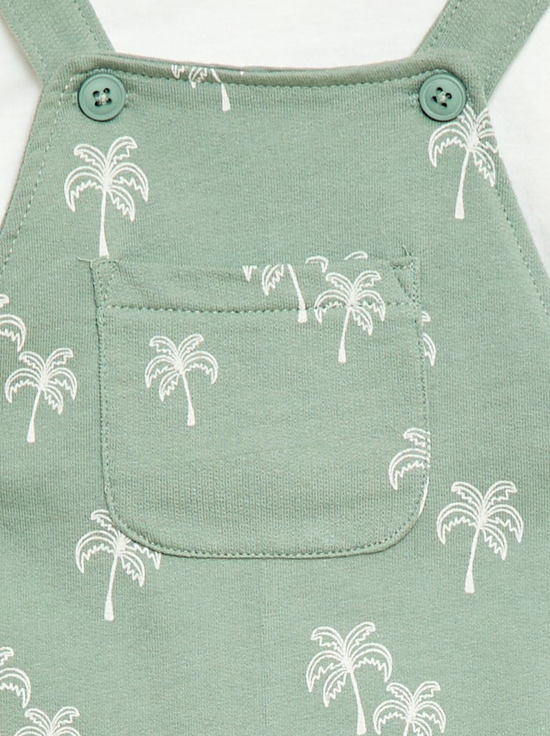 Conjunto 2 peças T-shirt + jardineira shorts Verde - Kiabi