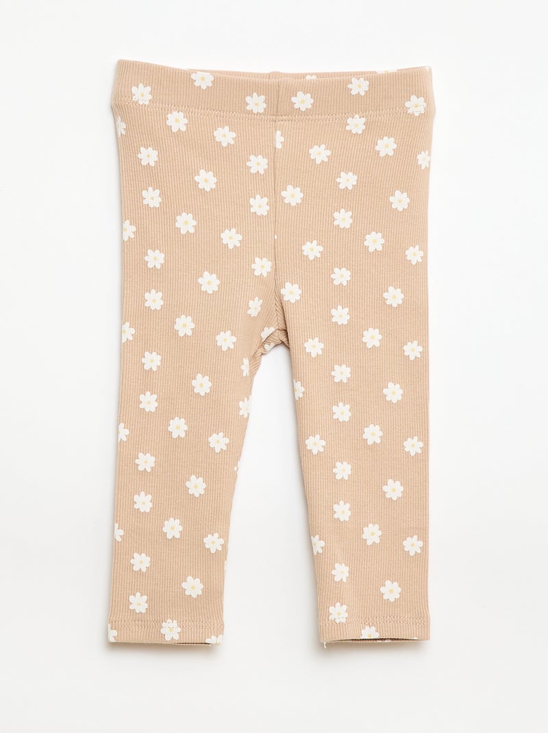 Conjunto 2 peças T-shirt + leggings Bege - Kiabi