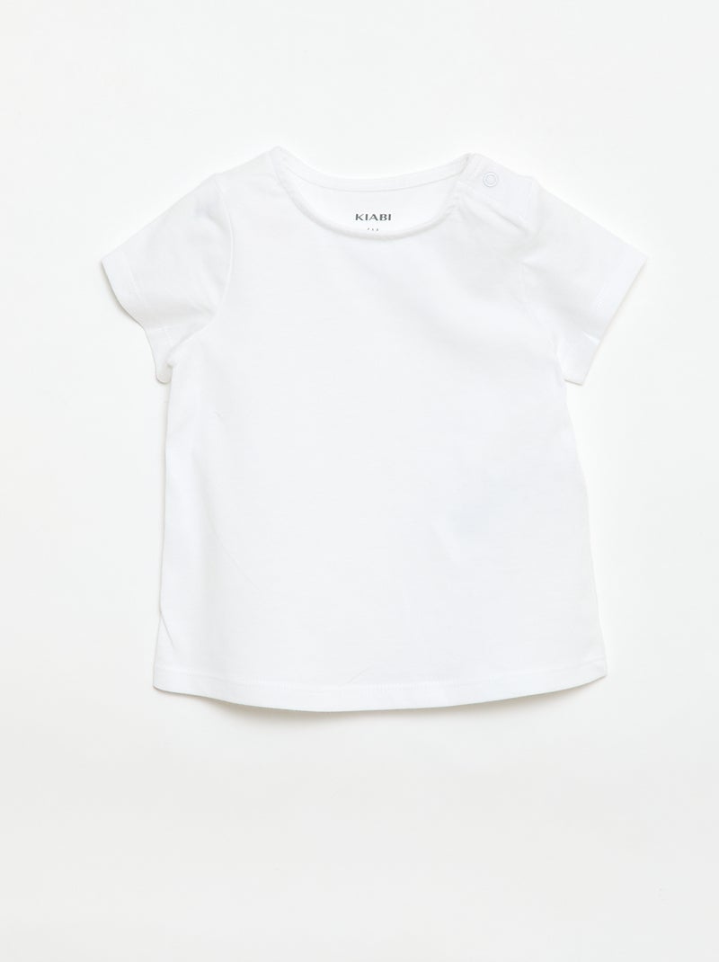 Conjunto 2 peças T-shirt + macacão curto Branco - Kiabi