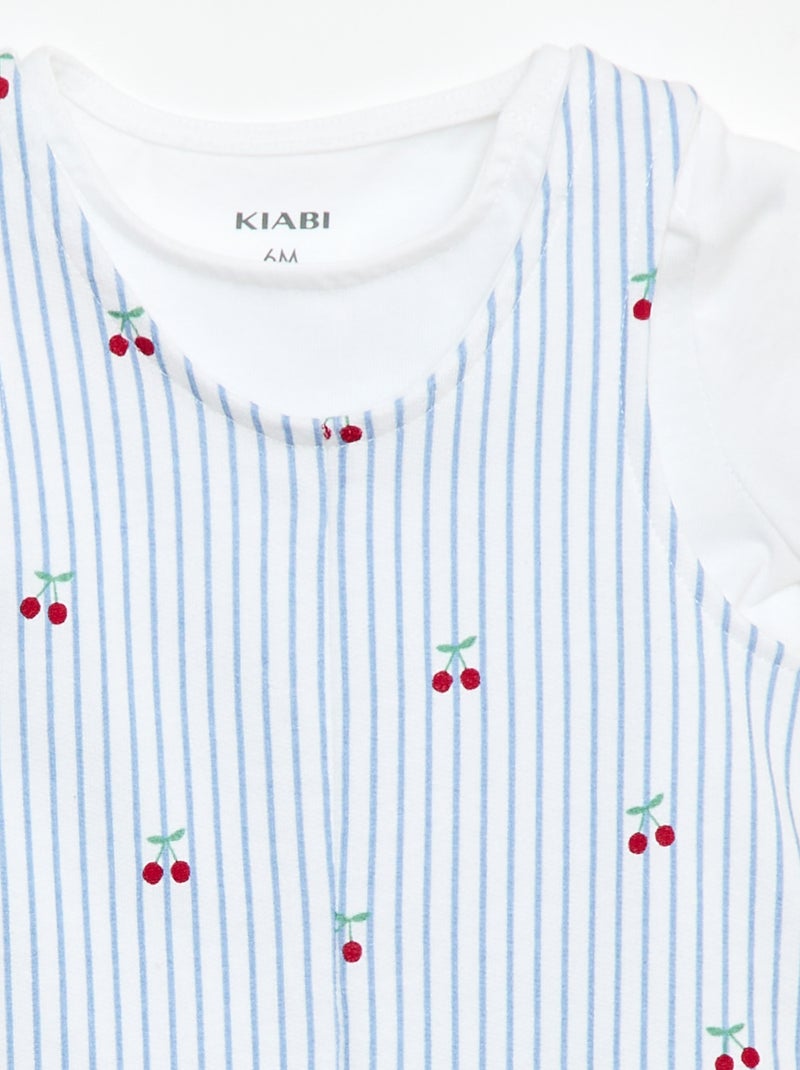 Conjunto 2 peças T-shirt + macacão curto Branco - Kiabi