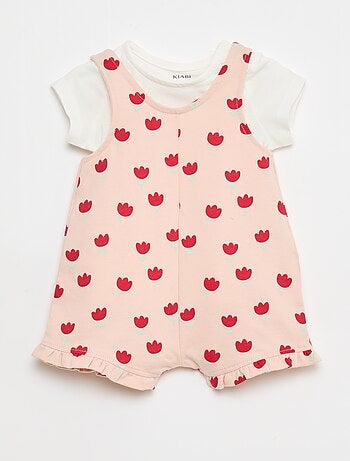 Conjunto 2 peças T-shirt + macacão curto