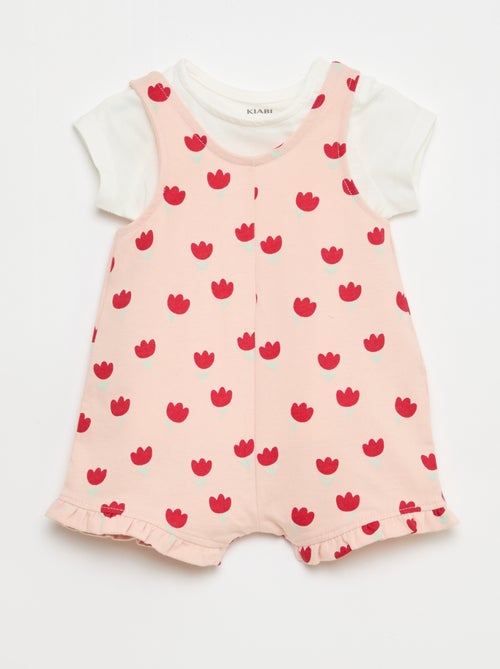 Conjunto 2 peças T-shirt + macacão curto - Kiabi