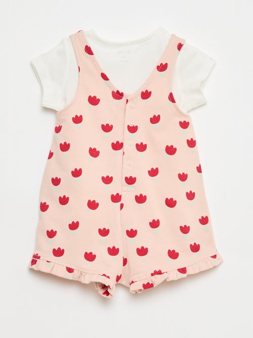 Conjunto 2 peças T-shirt + macacão curto - Kiabi