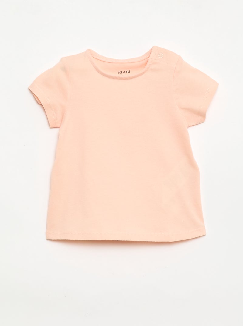 Conjunto 2 peças T-shirt + macacão curto Rosa - Kiabi