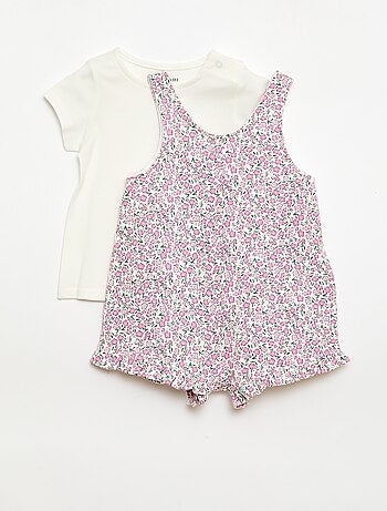 Conjunto 2 peças T-shirt + macacão curto