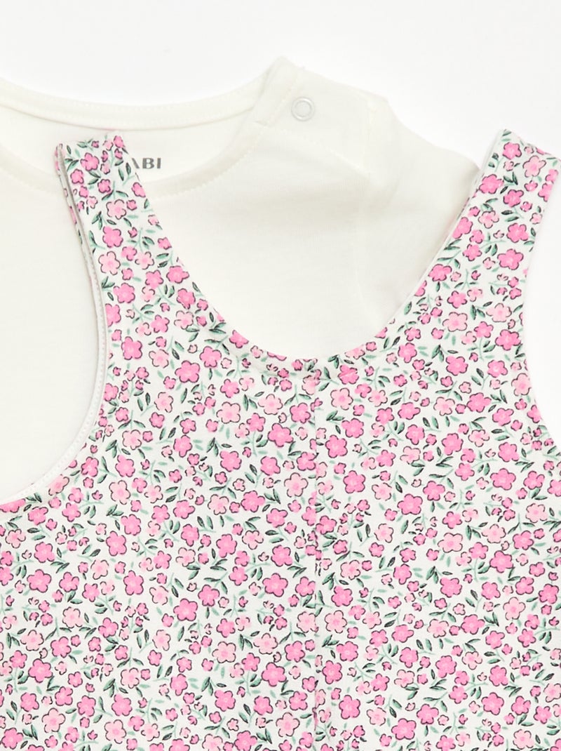 Conjunto 2 peças T-shirt + macacão curto Rosa - Kiabi