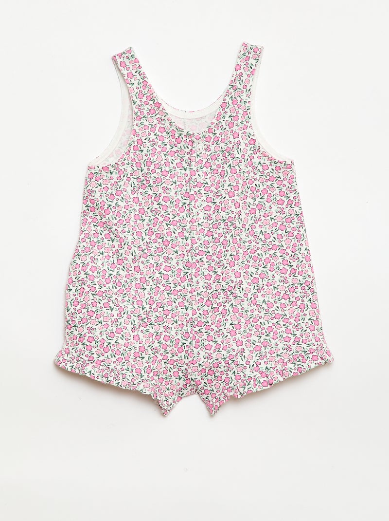 Conjunto 2 peças T-shirt + macacão curto Rosa - Kiabi