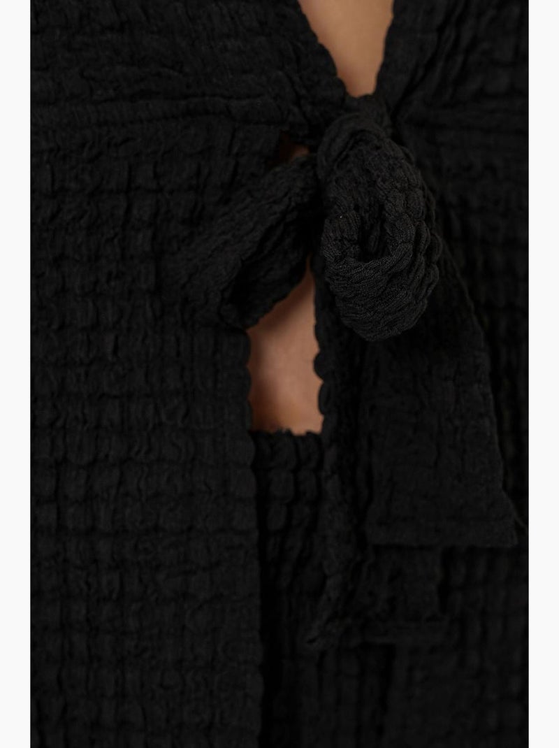 Conjunto 2 peças top decote em v e calças boca de sino bdart Preto - Kiabi