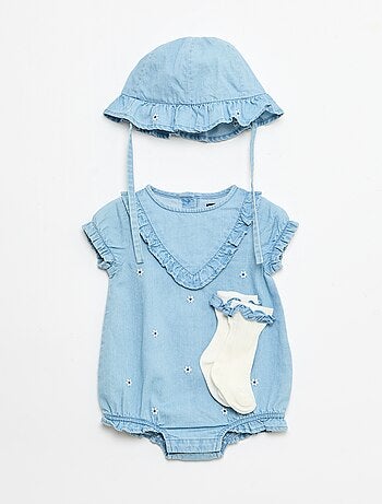 Conjunto 3 peças body + chapéu + meias