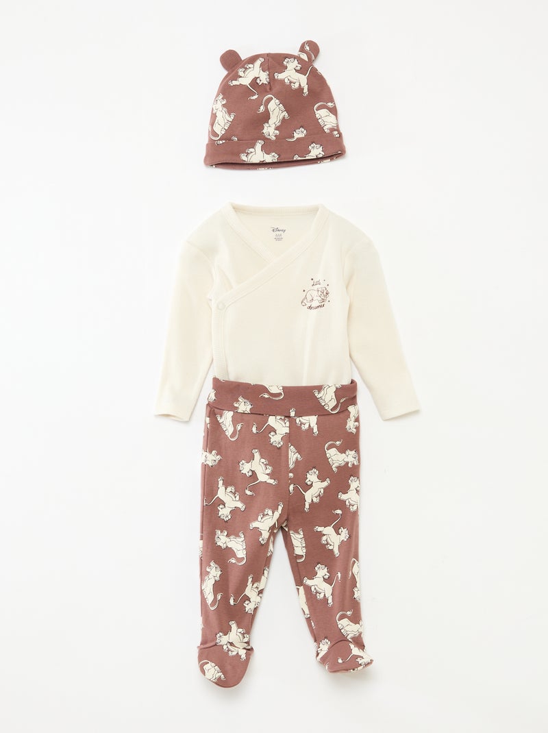 Conjunto 3 peças body + leggings + gorro 'Disney' Castanho - Kiabi
