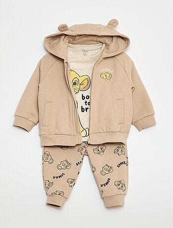 Conjunto 3 peças 'Simba' - camiseta + calça de jogging + casaco