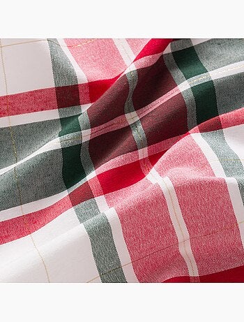 Conjunto 6 guardanapos natal tartan, tecido, fio dourado, algodão - gamusi.