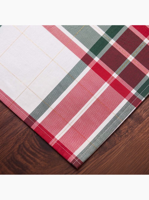Conjunto 6 guardanapos natal tartan, tecido, fio dourado, algodão - gamusi. - Kiabi