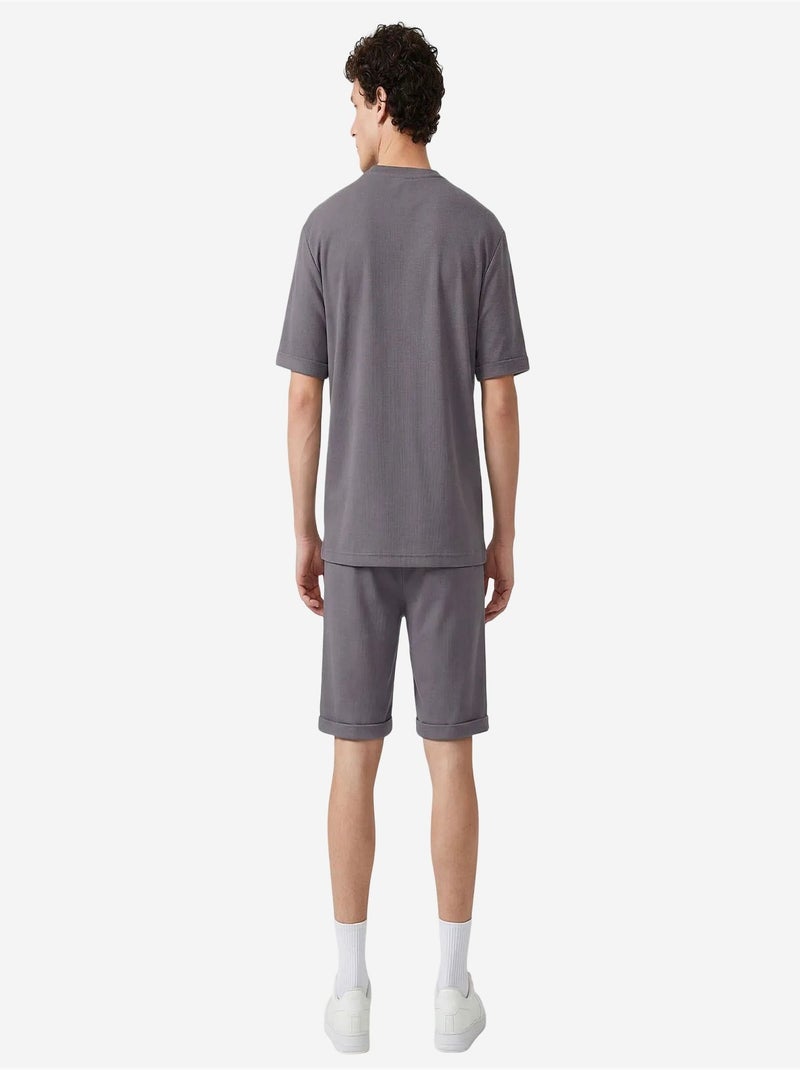 Conjunto active masculino em mistura de algodão tommy Cinza-preto - Kiabi
