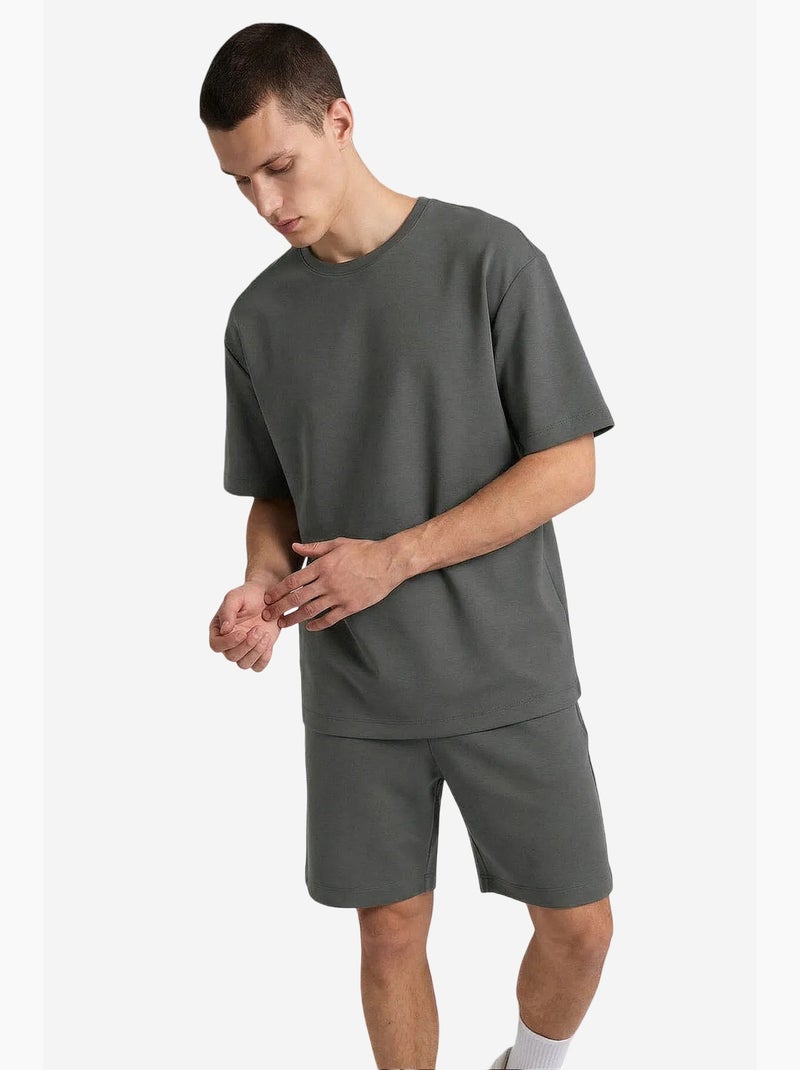 Conjunto active masculino em poliéster-elastano tommy Cinza-preto - Kiabi