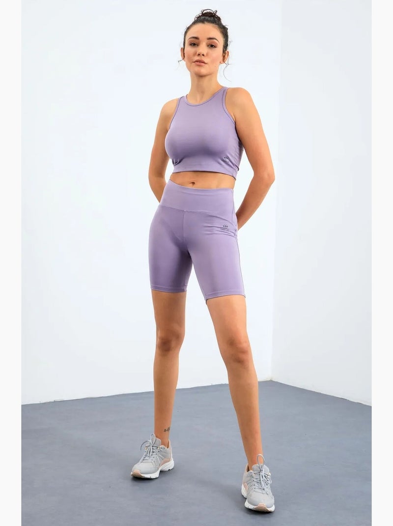 Conjunto active sem mangas com decote redondo e calções de ciclismo tommy Lavanda - Kiabi