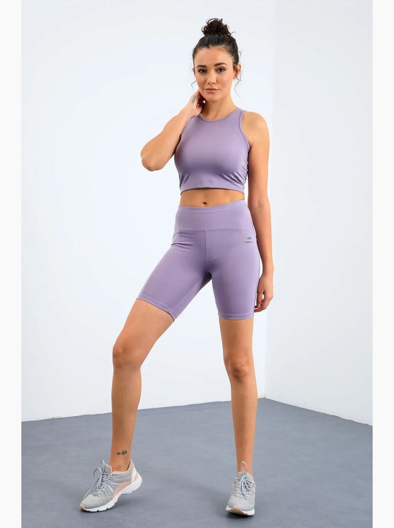 Conjunto active sem mangas com decote redondo e calções de ciclismo tommy Lavanda - Kiabi