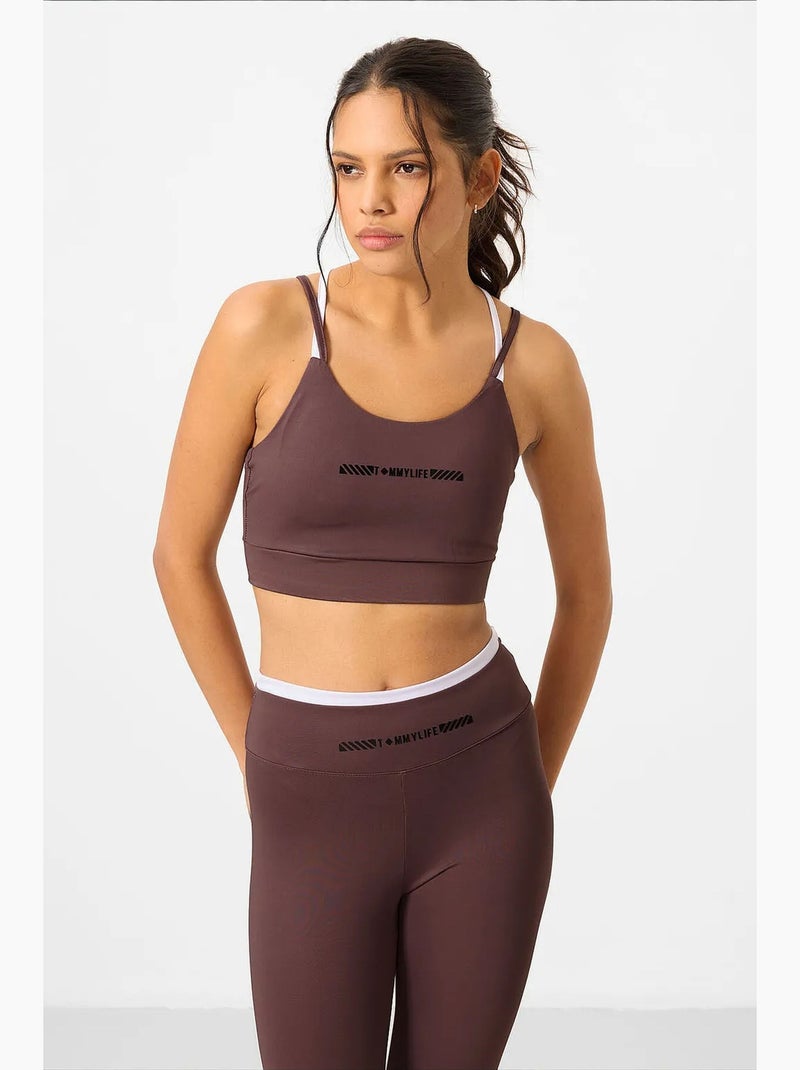 Conjunto active slim fit sem alças tommy Castanho-escuro - Kiabi