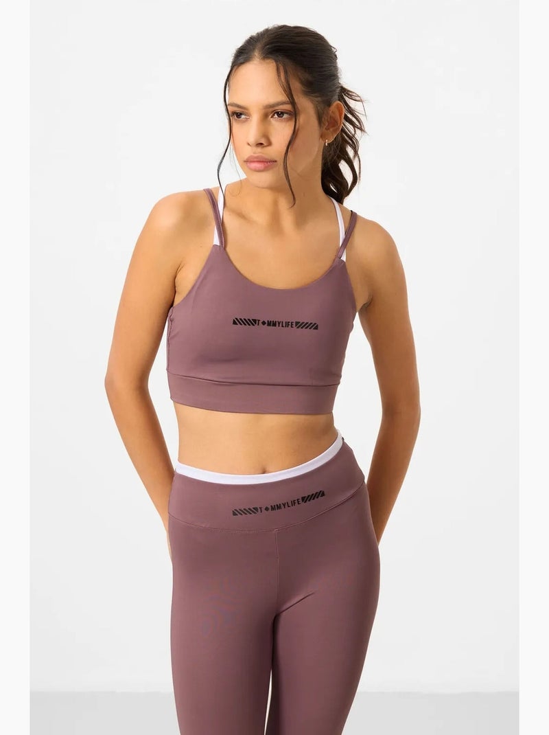 Conjunto active slim fit sem alças tommy Malva - Kiabi