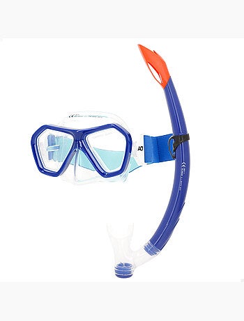 Conjunto aqua sport com máscara de cristal e tubo de silicone +7 anos