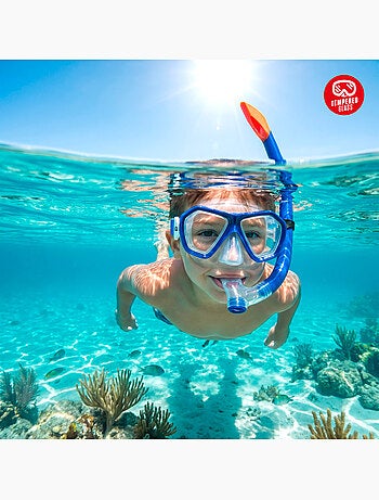 Conjunto aqua sport com máscara de cristal e tubo de silicone +7 anos