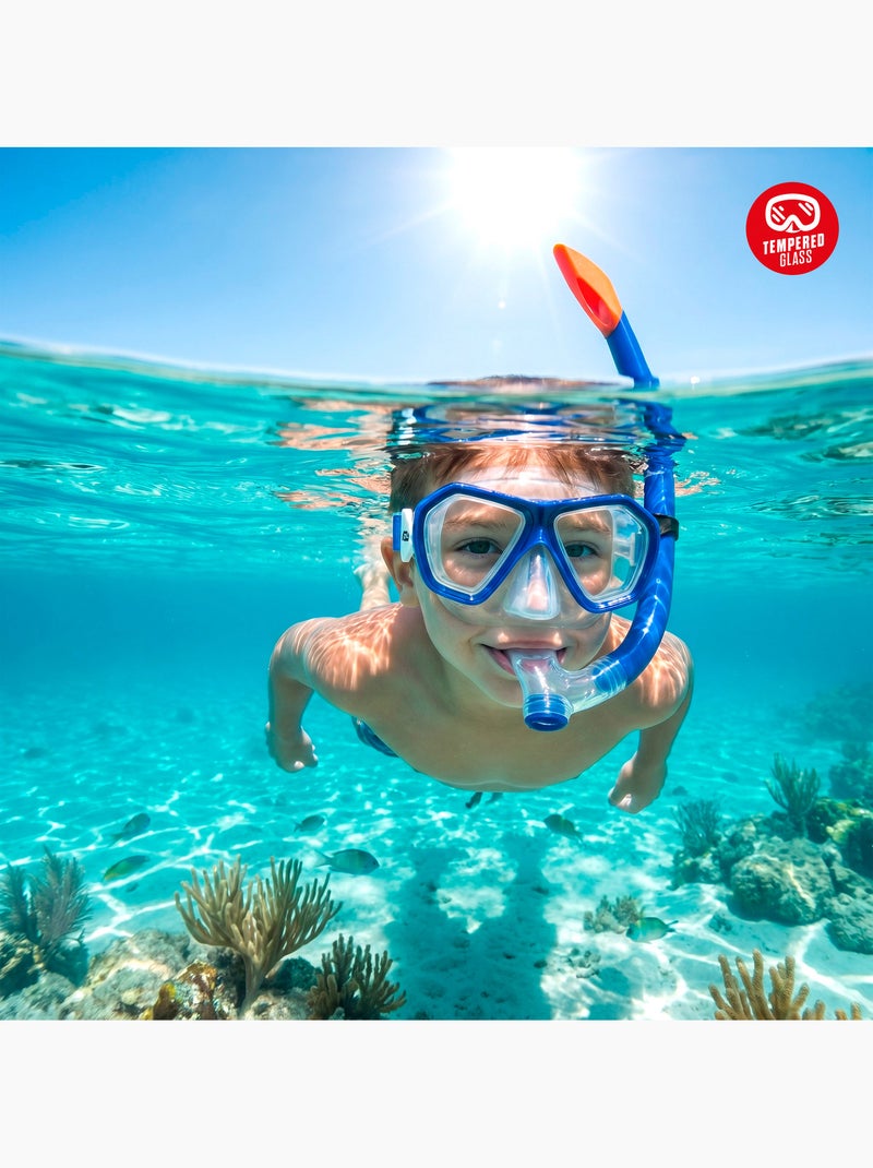 Conjunto aqua sport com máscara de cristal e tubo de silicone +7 anos N/D - Kiabi