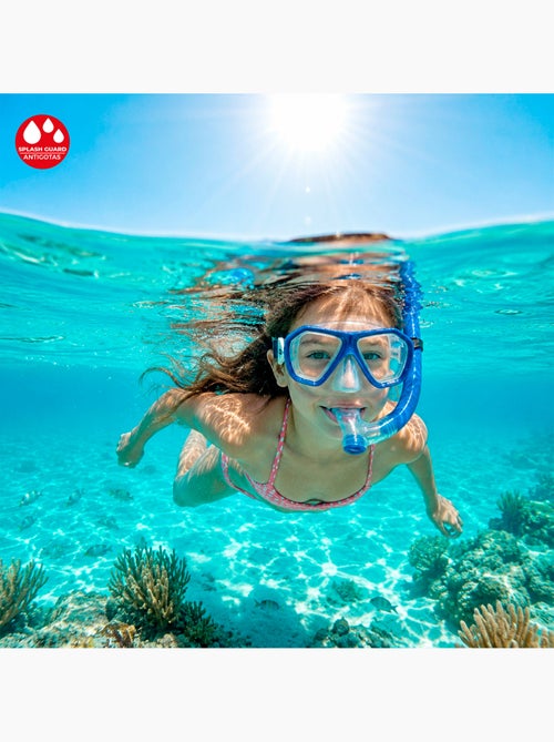 Conjunto aqua sport com máscara de cristal e tubo de silicone +7 anos - Kiabi