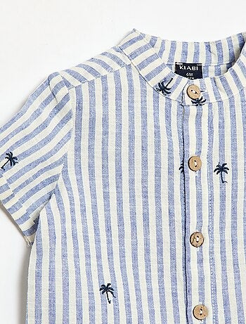 Conjunto às riscas de 2 peças - camisa + calções