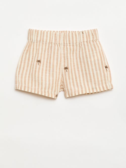 Conjunto às riscas de 2 peças - camisa + calções - Kiabi