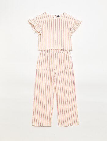 Conjunto às riscas t-shirt + calças - 2 peças