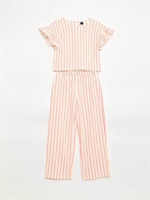 Conjunto às riscas t-shirt + calças - 2 peças - Kiabi