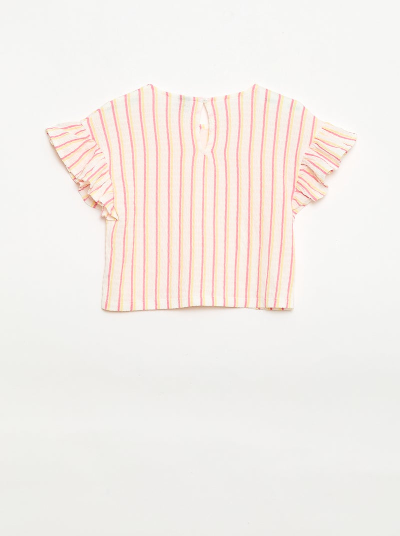 Conjunto às riscas t-shirt + calças - 2 peças Bege - Kiabi