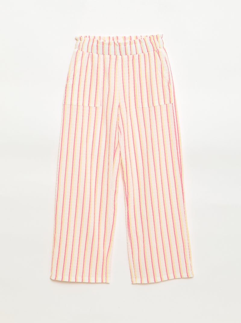 Conjunto às riscas t-shirt + calças - 2 peças Bege - Kiabi